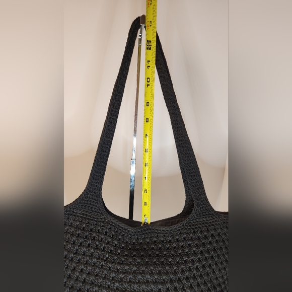 The Sak Vintage Black Crochet Lined Shoulder Hobo Bag OS - Picture 8 of 11